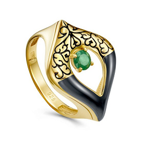 Кольцо Кабаровских - Серебро 925, Эмаль, Изумруд (арт. 11-711-1287)