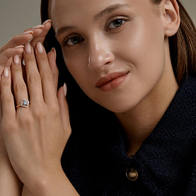 Кольцо SOKOLOV - Золото 585, Топаз, Фианит (арт. 717306)