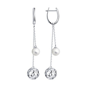 Серьги SOKOLOV - Серебро 925, Жемчуг имитация (арт. 94025825)