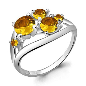 Кольцо Аквамарин - Серебро 925, Цитрин (арт. 6508806.5)