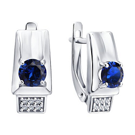 Серьги SOKOLOV - Серебро 925, Синтетический сапфир , Фианит (арт. 88020086)