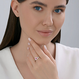 Кольцо SOKOLOV - Серебро 925, Фианит, Рубин (арт. 64010001)