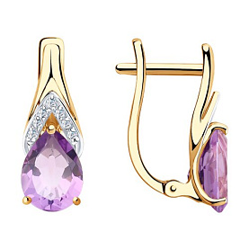 Серьги SOKOLOV - Золото 375, Аметист, Фианит (арт. 37725891)