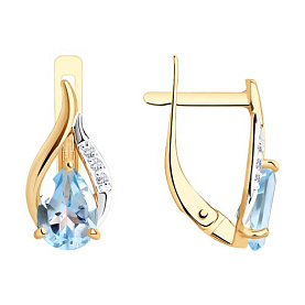Серьги Diamant - Золото 585, Топаз, Фианит (арт. 51-320-00985-1)