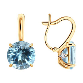 Серьги SOKOLOV - Золото 585, Топаз, Фианит (арт. 727557)