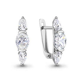 Серьги Аквамарин - Серебро 925, Фианит (арт. 400768.5)