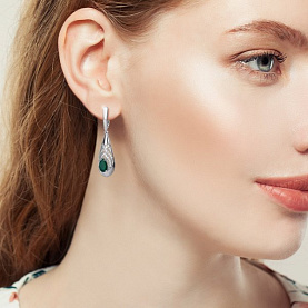 Серьги Аквамарин - Серебро 925, Агат, Фианит (арт. 4968309А.5)