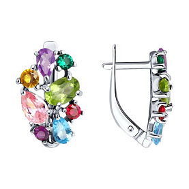 Серьги SOKOLOV - Серебро 925, Аметист, Синтетический рубин, Топаз, Фианит, Хризолит (арт. 92022739)
