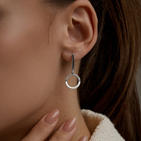 Серьги Diamant - Серебро 925, Фианит, Эмаль (арт. 94-121-00241-1)