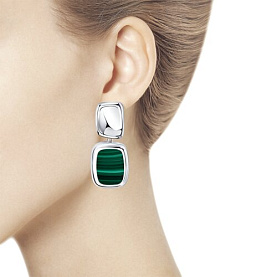 Серьги SOKOLOV - Серебро 925, Синтетический малахит (арт. 83020141)