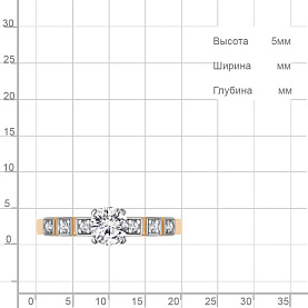 Кольцо Аквамарин - Серебро 925, Фианит (арт. 600421А.6)