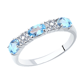 Кольцо SOKOLOV - Серебро 925, Топаз, Фианит (арт. 92011280)