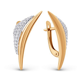 Серьги ЮФ Династия - Золото 585, Фианит (арт. 904722-1102)