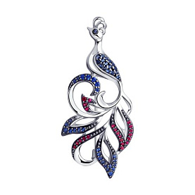 Брошь SOKOLOV - Серебро 925, Синтетический рубин, Фианит (арт. 94040128)