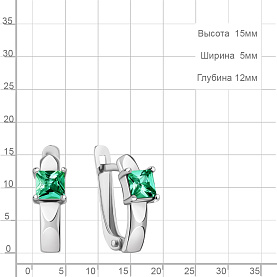 Серьги Аквамарин - Серебро 925, Синтетический изумруд (арт. 400813П.5)