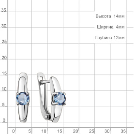 Серьги Аквамарин - Серебро 925, Топаз (арт. 45024605.5)