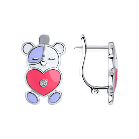 Серьги SOKOLOV - Серебро 925, Фианит, Эмаль (арт. 94024326)