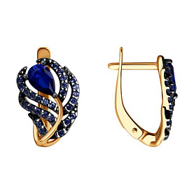 Серьги SOKOLOV - Серебро 925, Синтетический сапфир , Фианит (арт. 88020078)