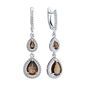 Серьги Diamant - Серебро 925, Раухтопаз, Фианит (арт. 94-321-02047-2)