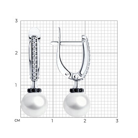 Серьги SOKOLOV - Серебро 925, Жемчуг имитация, Фианит, Шпинель (арт. 94026906)