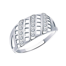 Кольцо Атолл - Серебро 925, Фианит (арт. 11134-925)