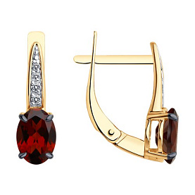 Серьги Diamant - Золото 585, Гранат, Фианит (арт. 51-320-01933-4)
