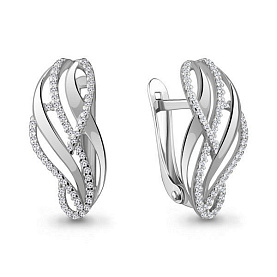 Серьги Аквамарин - Серебро 925, Фианит (арт. 42700А.5)