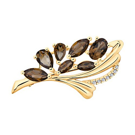 Брошь Diamant - Серебро 925, Раухтопаз, Фианит (арт. 93-340-00528-1)