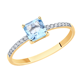 Кольцо SOKOLOV - Золото 375, Топаз, Фианит (арт. 37716117)