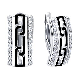 Серьги Diamant - Серебро 925, Фианит, Эмаль (арт. 94-120-00247-1)