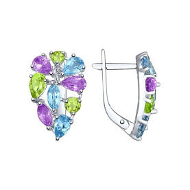 Серьги SOKOLOV - Серебро 925, Аметист, Топаз, Хризолит (арт. 92021532)