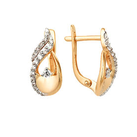 Серьги ЮФ Династия - Золото 585, Фианит (арт. 002002-1102)