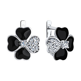 Серьги Diamant - Серебро 925, Фианит, Эмаль (арт. 94-120-01829-1)