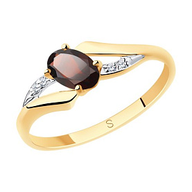 Кольцо SOKOLOV - Золото 375, Гранат, Фианит (арт. 37715683)
