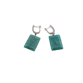 Серьги Кабаровских - Серебро 925, Амазонит, Фианит (арт. 12-7042-20100)