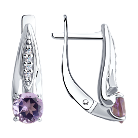 Серьги Diamant - Серебро 925, Аметист, Фианит (арт. 94-320-00498-1)