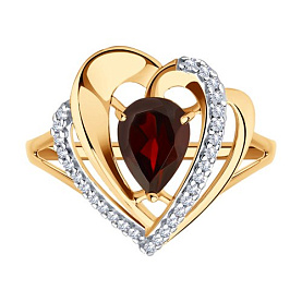 Кольцо SOKOLOV - Серебро 925, Гранат, Фианит (арт. 93-310-00545-1)