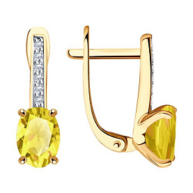Серьги SOKOLOV - Золото 375, Фианит, Цитрин (арт. 37727974)