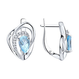 Серьги Diamant - Серебро 925, Топаз, Фианит (арт. 94-320-00630-1)