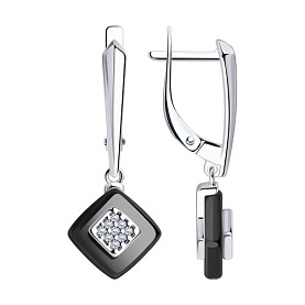 Серьги Diamant - Серебро 925, Керамика, Фианит (арт. 94-121-01270-1)