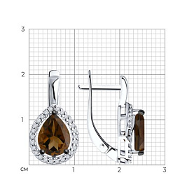 Серьги Diamant - Серебро 925, Раухтопаз, Фианит (арт. 94-320-02047-2)