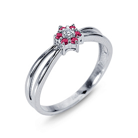 Кольцо Platinum Lab. - Платина 950, Рубин, Бриллиант (арт. ПК-205Р-01)