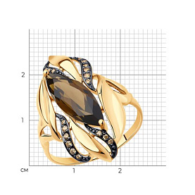 Кольцо SOKOLOV - Золото 375, Раухтопаз, Фианит (арт. 37714800)