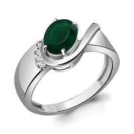 Кольцо Аквамарин - Серебро 925, Агат, Фианит (арт. 6932109А.5)