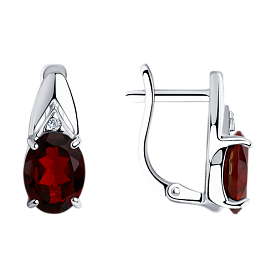 Серьги SOKOLOV - Серебро 925, Гранат, Фианит (арт. 92021693)