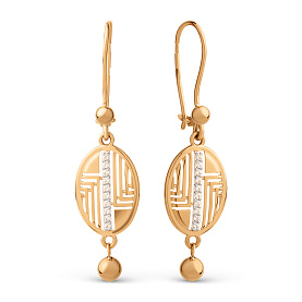 Серьги ЮФ Династия - Золото 585, Фианит (арт. 029762-1102)