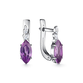 Серьги Дар - Серебро 925, Синтетический александрит, Фианит (арт. С-5137рс94600)