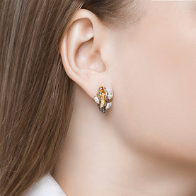 Серьги SOKOLOV - Серебро 925, Фианит, Цитрин (арт. 92021618)