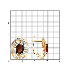 Серьги Diamant - Золото 585, Гранат, Фианит (арт. 51-320-02317-1)