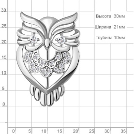 Брошь Аквамарин - Серебро 925, Фианит (арт. 77457А.5)